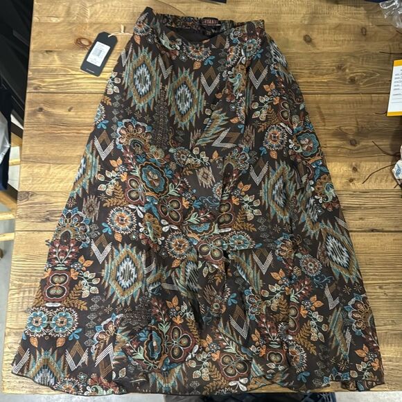 Shyanne Women’s Orange and Brown Maxi Skirt - Picture 1 of 6